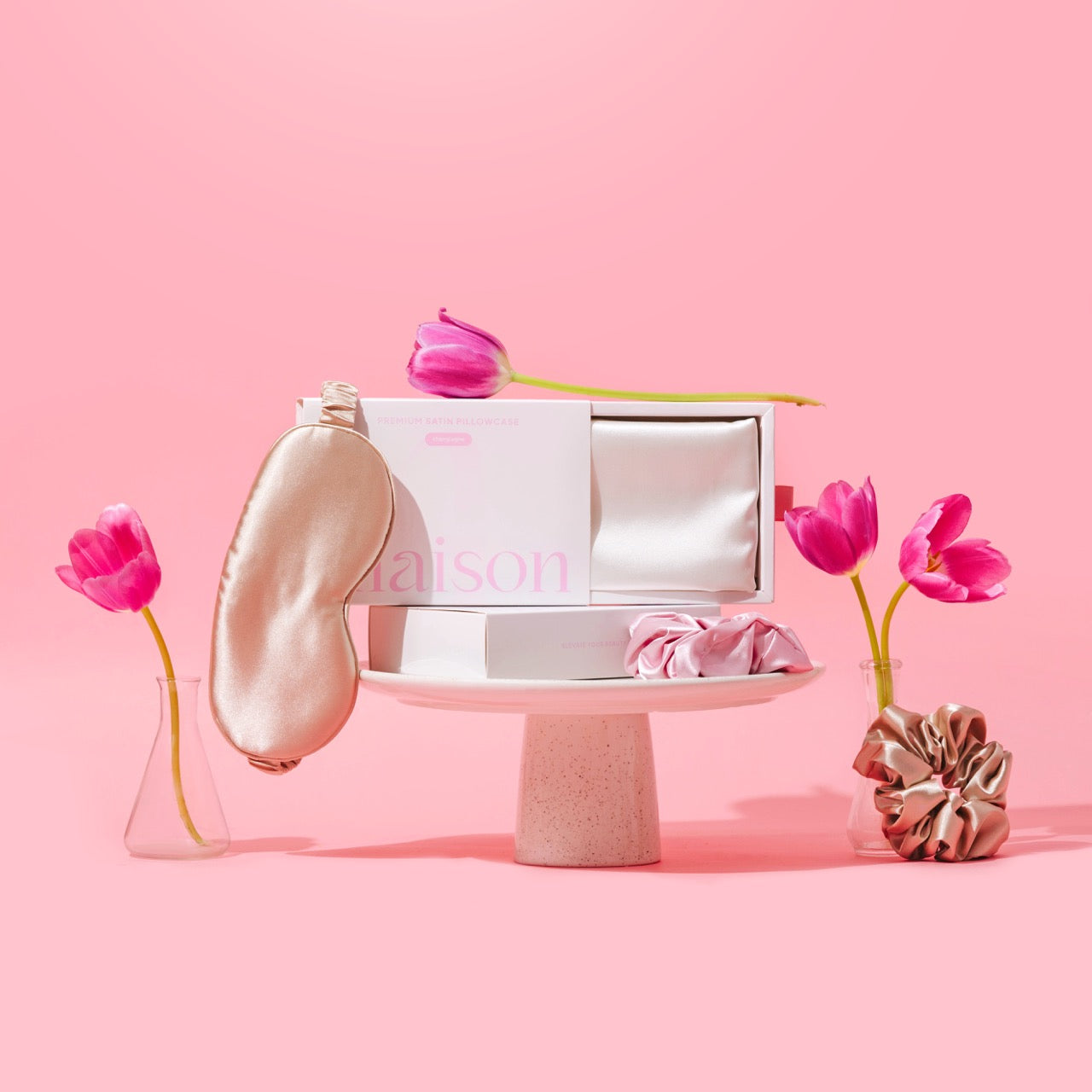 SELF CARE BUNDLE | Satin Pillowcase, Eye Mask, Scrunchies