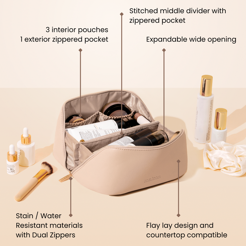 SALY Expandable Travel Toiletry Makeup Bag Maison Minimalist