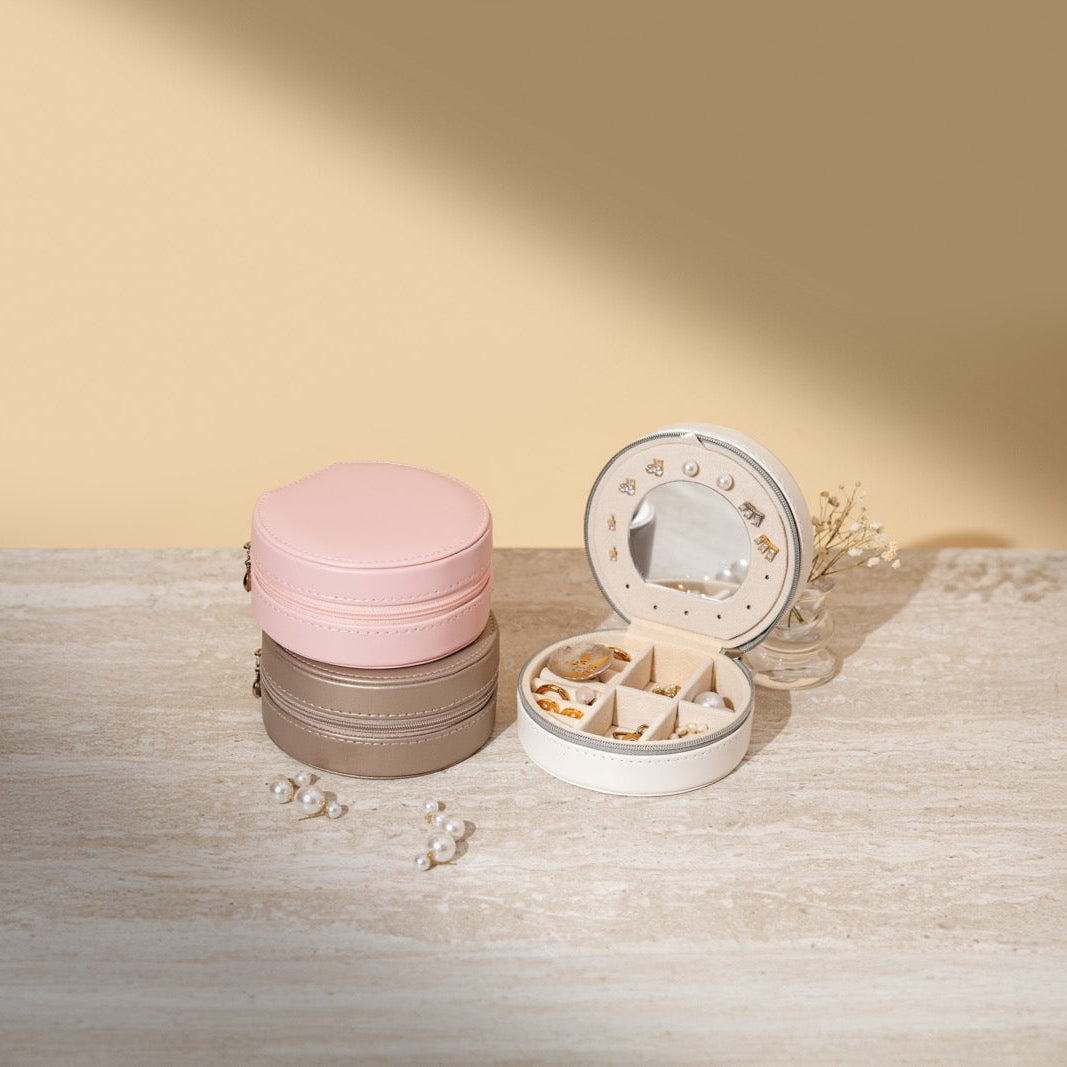 ADEL | Mini Travel Jewelry Case with Mirror - Maison Minimalist
