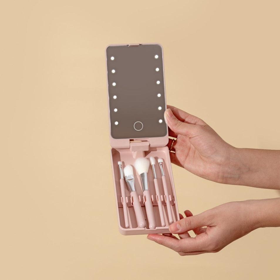 JUNA | Foldable Brush Case with LED Mirror