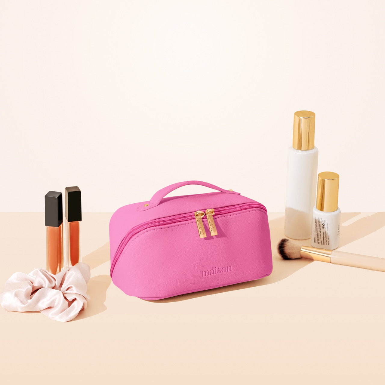 Izuzta Mini-Make-up-Tasche – Nylon, Wasserdicht, Weiß-blumig, 12,7x12x5 Cm, Für Geldbörse & Reise