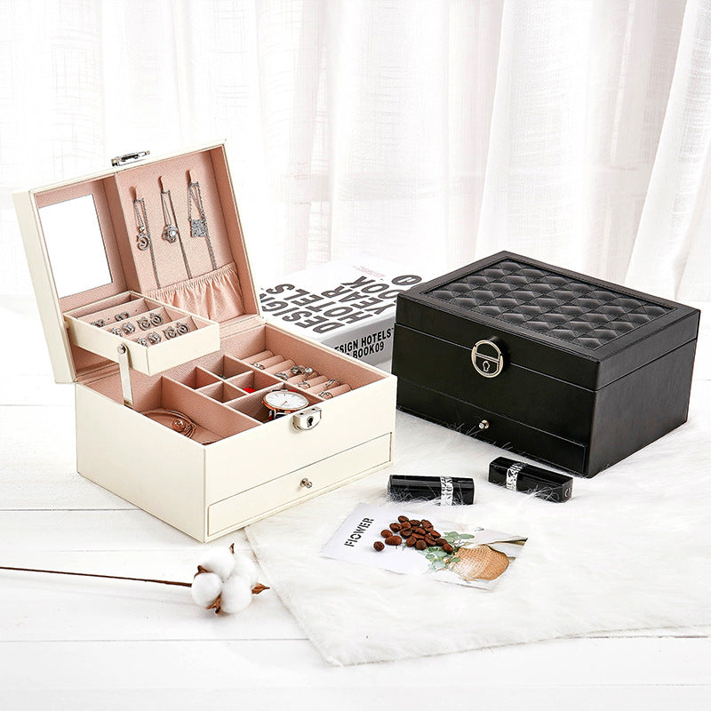 Drawer Type Jewelry Storage Box Multi-layer Jewelry Box With Lock Jewelry  Box